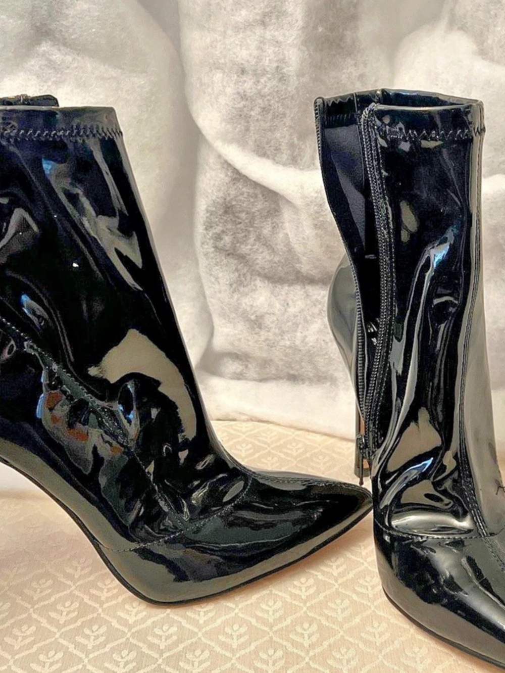 Mix No. 6 Nasu Bootie Black Patent Pointed-Toe Heeled Ankle Boots